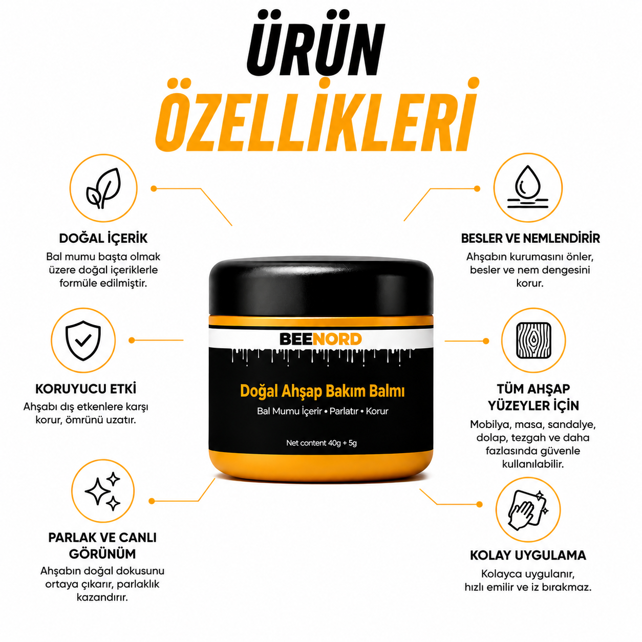 BEENORD DOĞAL AHŞAP YENİLEYİCİ BALM